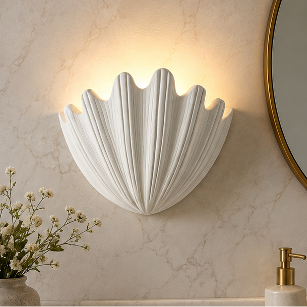 RoyaleGlow Scallop Shell Plaster Wall Light - Modern Up Down Sconce