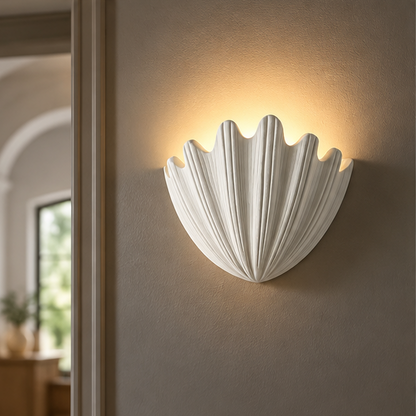 RoyaleGlow Scallop Shell Plaster Wall Light - Modern Up Down Sconce
