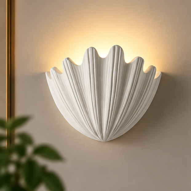 RoyaleGlow Scallop Shell Plaster Wall Light - Modern Up Down Sconce