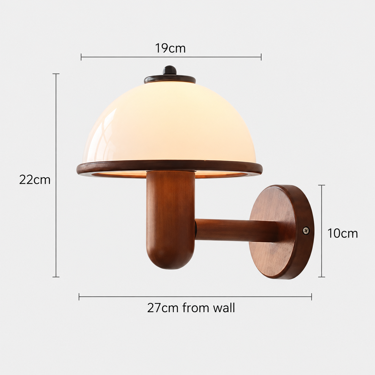RoyaleGlow Wooden Mushroom Wall Lamp - Modern Plug In Sconce Light