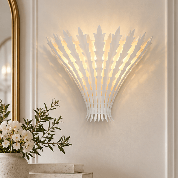 RoyaleGlow Gold Leaf Wall Sconce - Modern Decorative Metal Light Fixture - Royale Basic