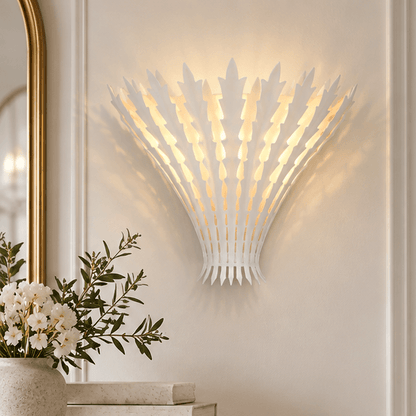 RoyaleGlow Gold Leaf Wall Sconce - Modern Decorative Metal Light Fixture - Royale Basic