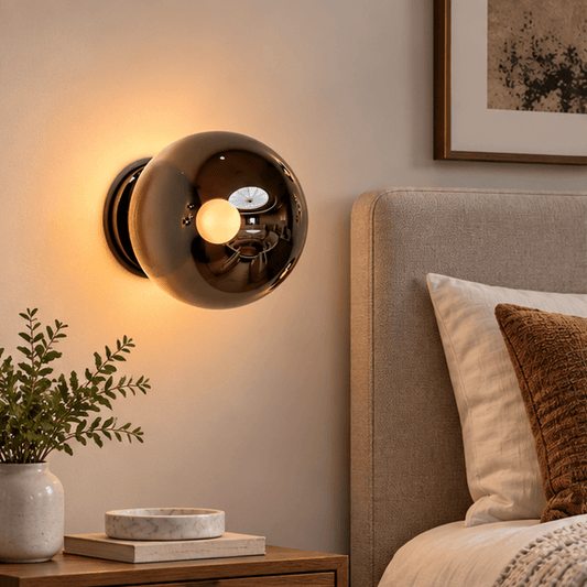 RoyaleGlow Modern Glass Sphere Wall Sconce - Circular Indoor Lighting Fixture - Royale Basic