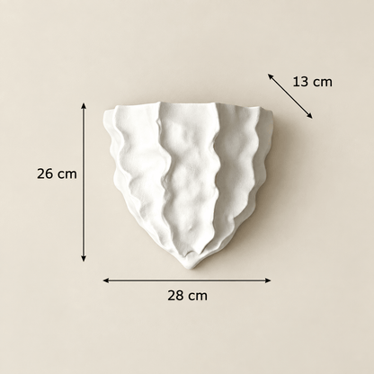LuxRoyale Scallop Plaster Wall Lamp - Vintage Upward Lighting Sconce for Stairway, Bedroom - Royale Basic