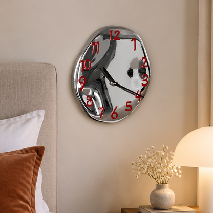 RoyaleGlow Abstract Chrome Wall Clock with Silent Quartz Movement