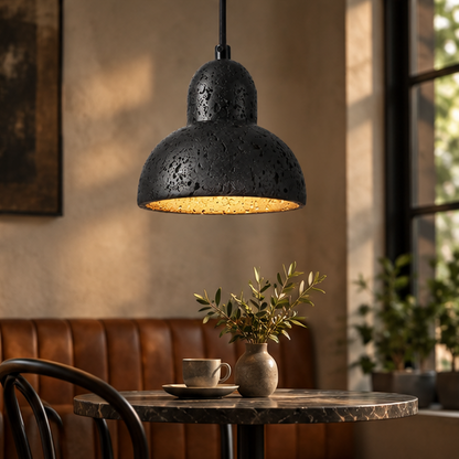 RoyaleGlow Natural Stone Travertine Dome Pendant Light - Creative Art Hanging Lamp