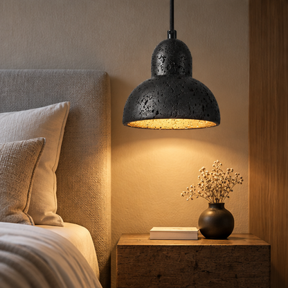 RoyaleGlow Natural Stone Travertine Dome Pendant Light - Creative Art Hanging Lamp