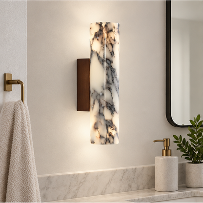 Royelux Marble & Aged Brass Wall Sconce | Modern Cloudstone 2-Light G9 Fixture