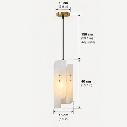 RoyaleGlow Modern Alabaster Pendant Light - Brass Hanging Lamp for Dining, Kitchen, Bedroom