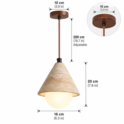 Royelux Natural Travertine Stone Globe Pendant Light for Modern Interior Decor