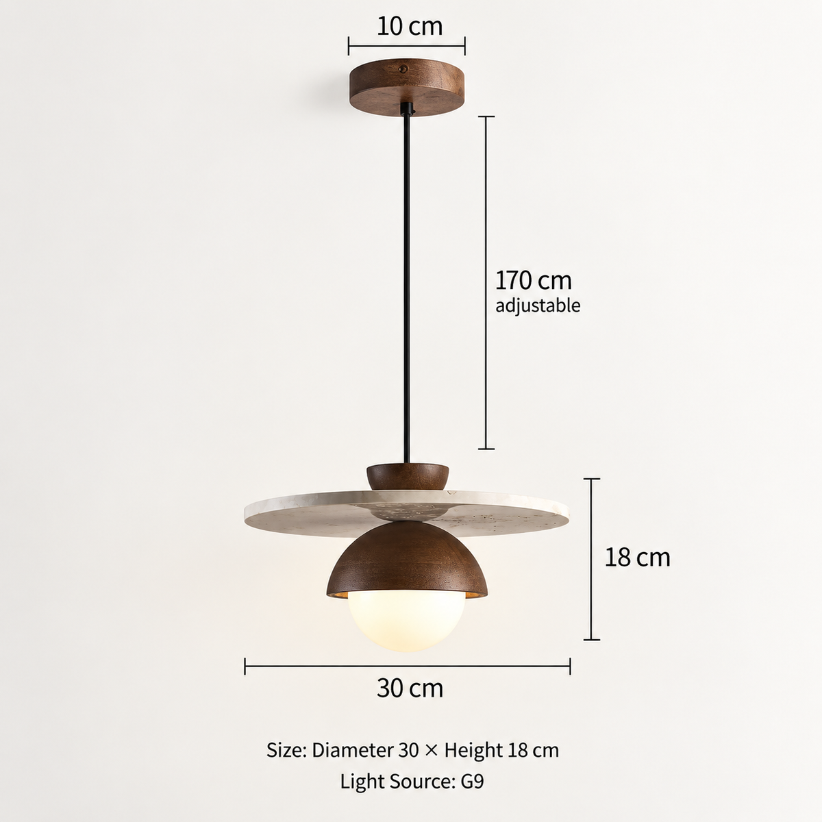 Royelux Travertine Stone Globe Pendant Light For Kitchen Island, Dining, Bedroom