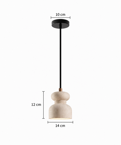 LuxRoyale Travertine Pendant Light - Natural Stone Ivory Wabi Sabi Hanging Lamp