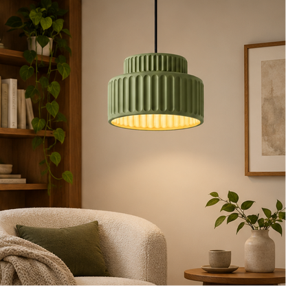 RoyaleGlow Modern Ribbed Pendant Lamp - Tiered Ceiling Light Fixture