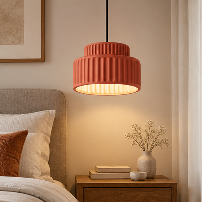 RoyaleGlow Modern Ribbed Pendant Lamp - Tiered Ceiling Light Fixture