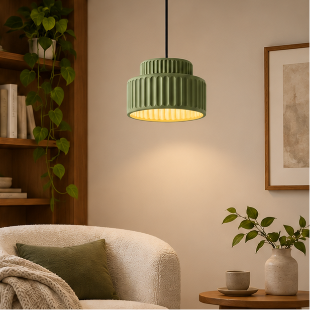 RoyaleGlow Modern Ribbed Pendant Lamp - Tiered Ceiling Light Fixture
