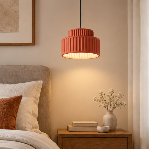 RoyaleGlow Modern Ribbed Pendant Lamp - Tiered Ceiling Light Fixture