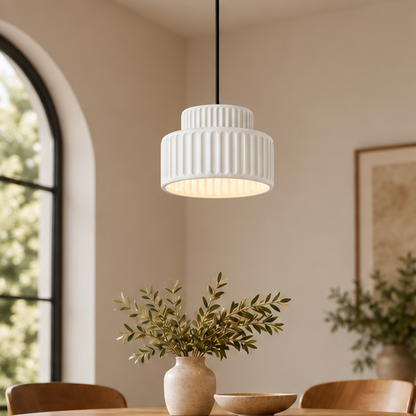 RoyaleGlow Modern Ribbed Pendant Lamp - Tiered Ceiling Light Fixture