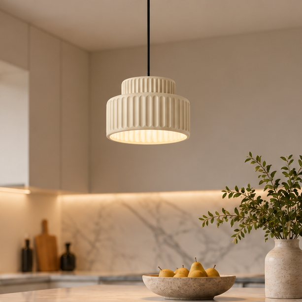 RoyaleGlow Modern Ribbed Pendant Lamp - Tiered Ceiling Light Fixture