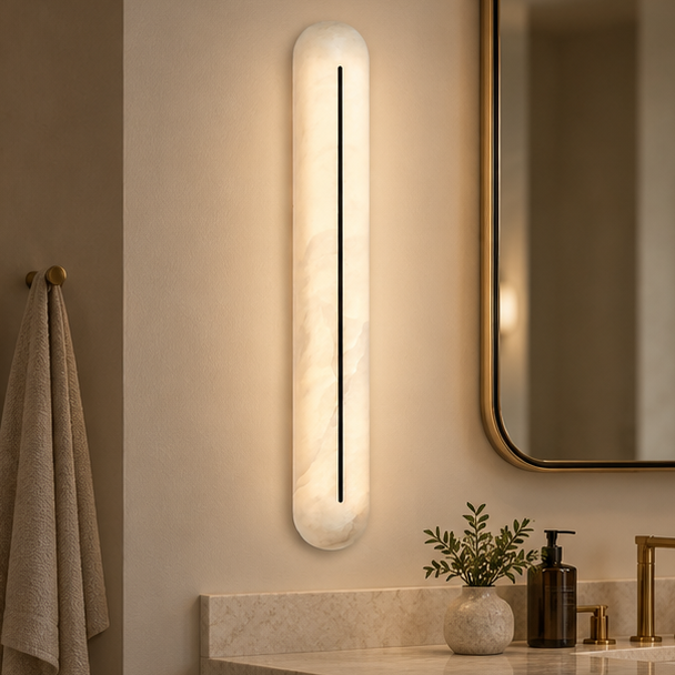 RoyaleGlow Modern Alabaster Wall Sconce - Minimalist Rectangular Light Fixture