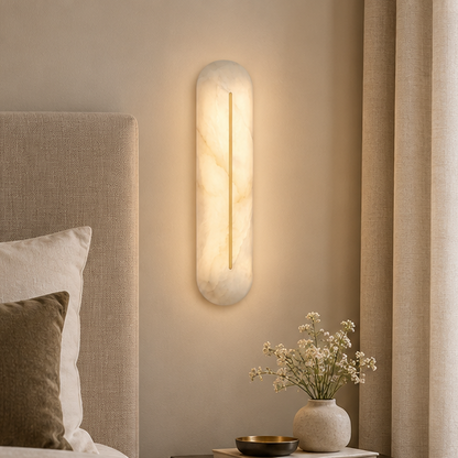 RoyaleGlow Modern Alabaster Wall Sconce - Minimalist Rectangular Light Fixture