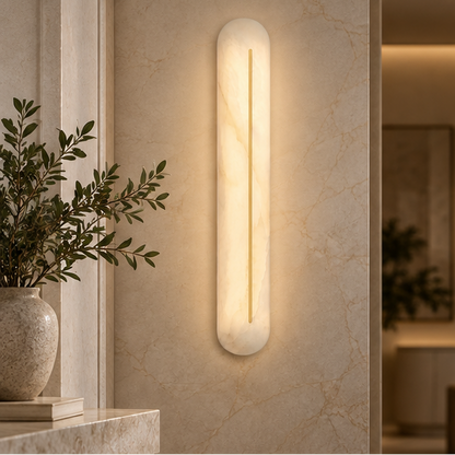 RoyaleGlow Modern Alabaster Wall Sconce - Minimalist Rectangular Light Fixture