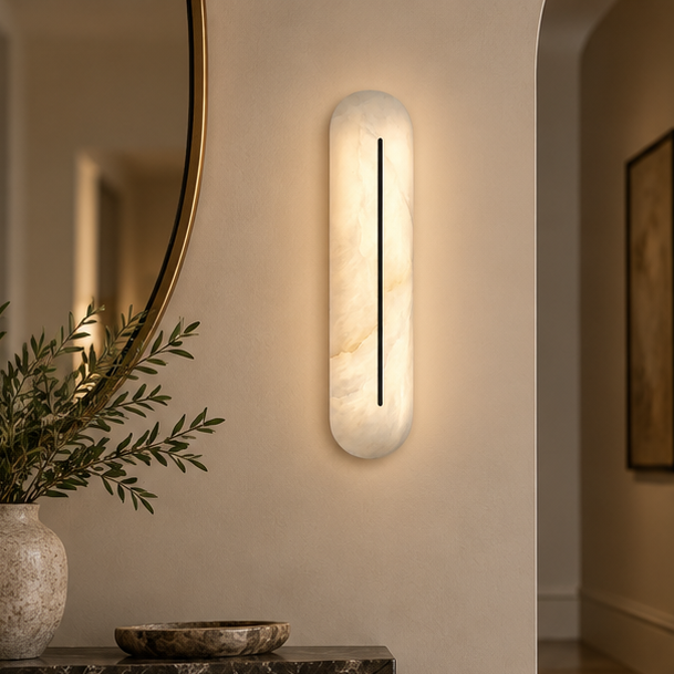 RoyaleGlow Modern Alabaster Wall Sconce - Minimalist Rectangular Light Fixture