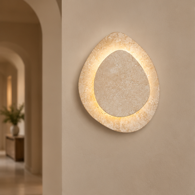 LuxRoyale Modern Travertine Stone LED Wall Sconce Light Fixture