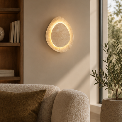 LuxRoyale Modern Travertine Stone LED Wall Sconce Light Fixture