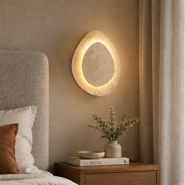 LuxRoyale Modern Travertine Stone LED Wall Sconce Light Fixture