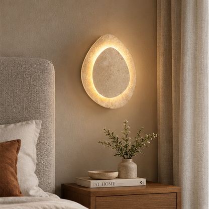 LuxRoyale Modern Travertine Stone LED Wall Sconce Light Fixture