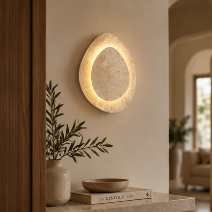 LuxRoyale Modern Travertine Stone LED Wall Sconce Light Fixture