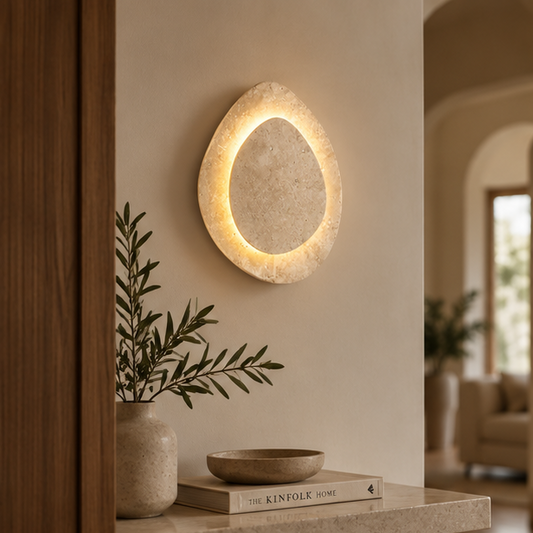 LuxRoyale Modern Travertine Stone LED Wall Sconce Light Fixture