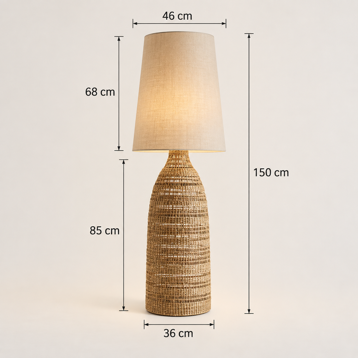 Royelux Woven Rattan Floor Lamp Natural Wicker Standing Light