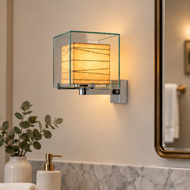 RoyaleGlow Modern Glass Cube Wall Sconce Lighting Fixture