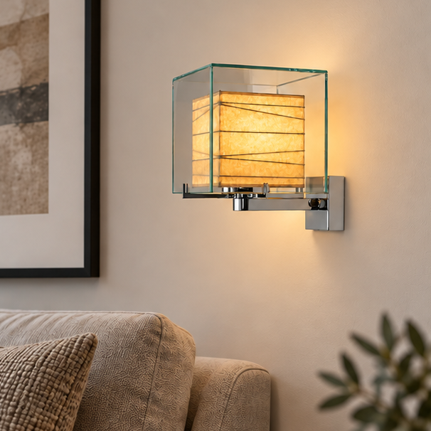 RoyaleGlow Modern Glass Cube Wall Sconce Lighting Fixture