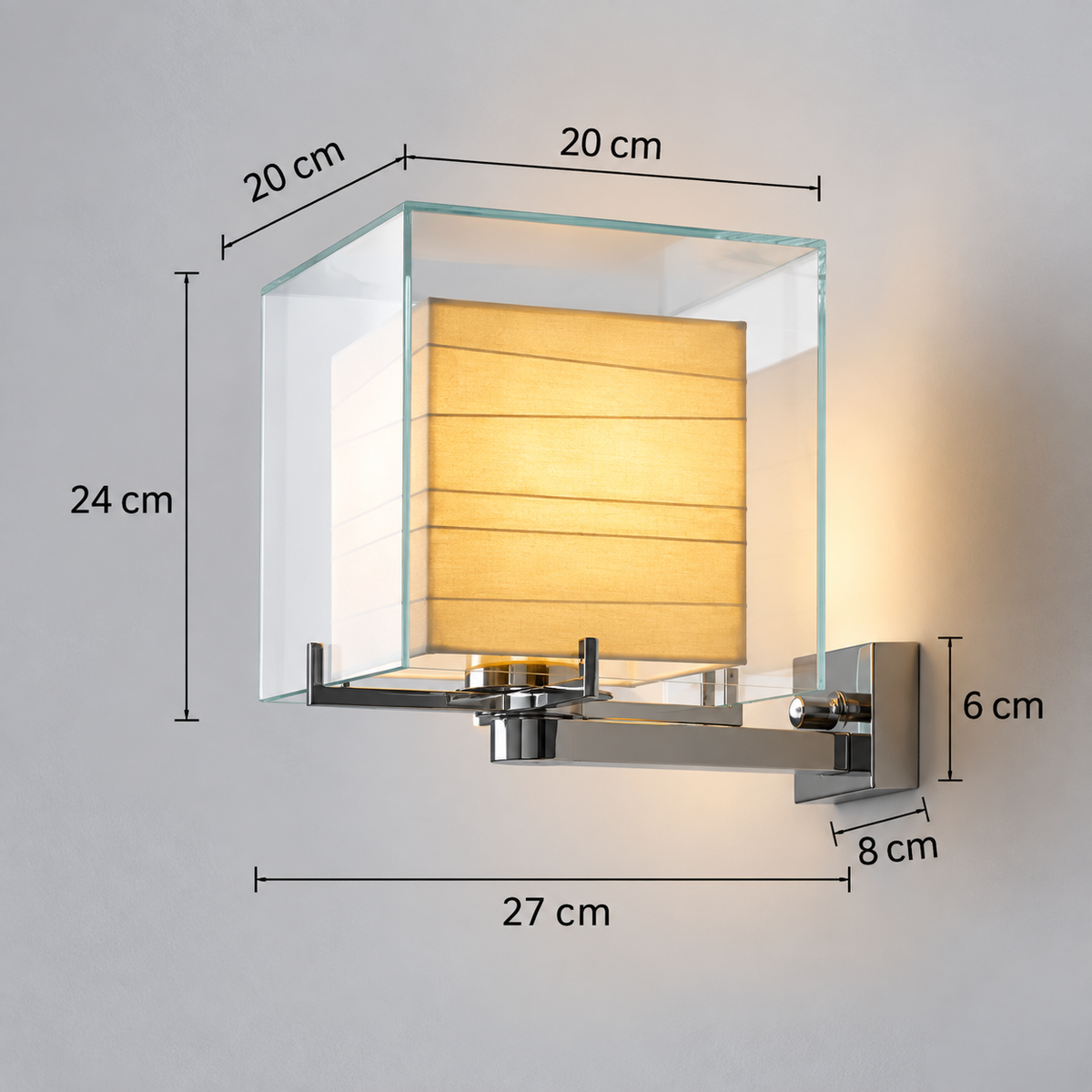 RoyaleGlow Modern Glass Cube Wall Sconce Lighting Fixture