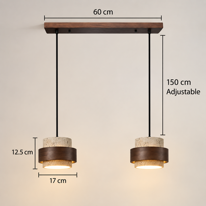 LuxRoyale Double Headed Wooden Pendant Light Kitchen Island Chandelier