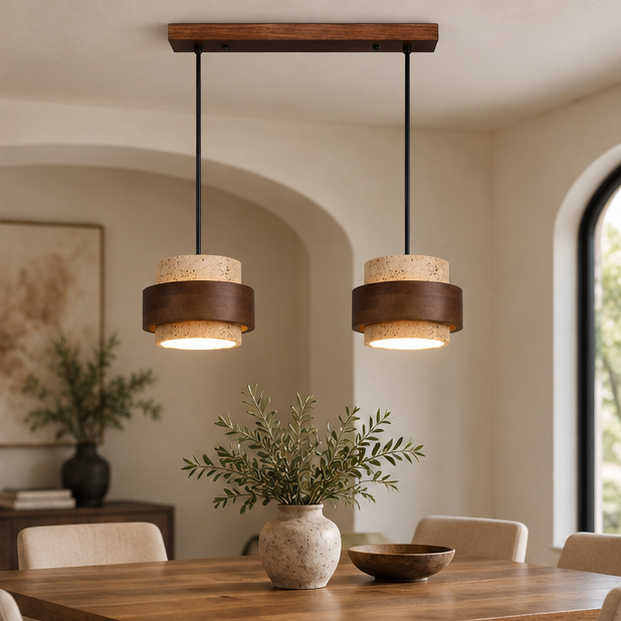 LuxRoyale Double Headed Wooden Pendant Light Kitchen Island Chandelier