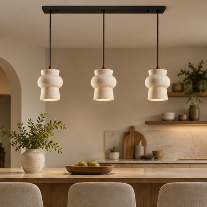 Royelux Natural Travertine Stone Pendant Light For Kitchen Island