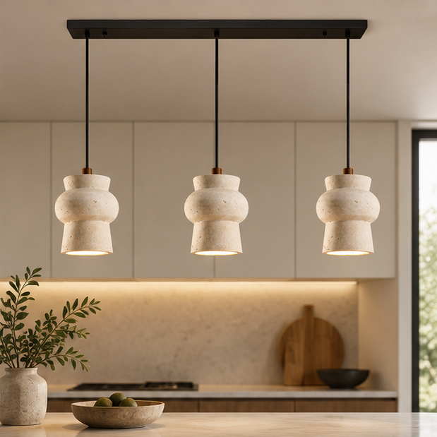 Royelux Natural Travertine Stone Pendant Light For Kitchen Island