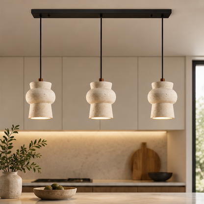 Royelux Natural Travertine Stone Pendant Light For Kitchen Island