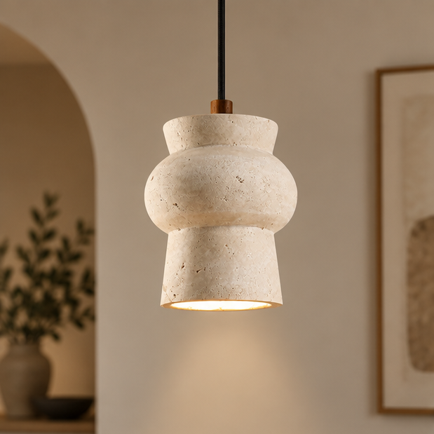 Royelux Natural Travertine Stone Pendant Light For Kitchen Island