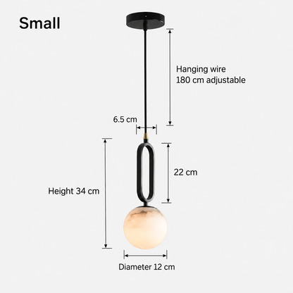 LuxRoyale Alabaster Globe Pendant Light - Modern Black Hanging Lamp