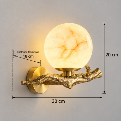 LuxRoyale Alabaster Branch Wall Sconce - Artistic Copper Globe Fixture