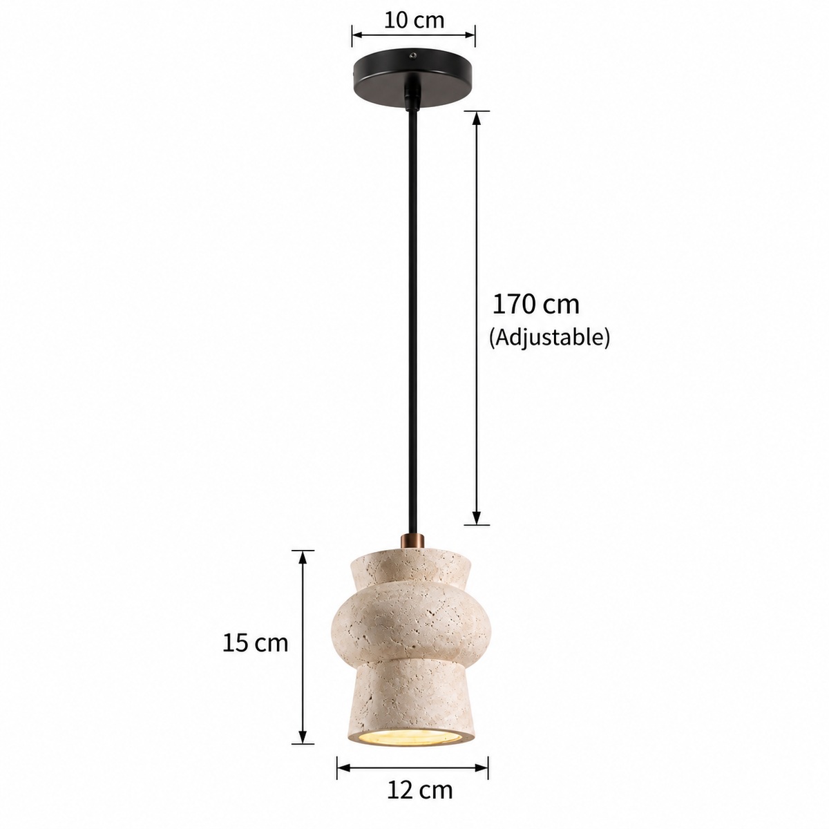 Royelux Natural Travertine Stone Pendant Light For Kitchen Island