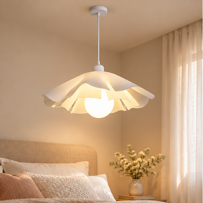 Royelux White Petal Pendant Light - Layered Hanging Lamp for Dining, Bedroom, Kitchen Island