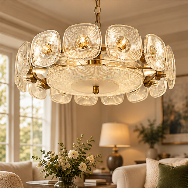 RoyaleGlow Murano Glass Chandelier Textured Green Pendant Light