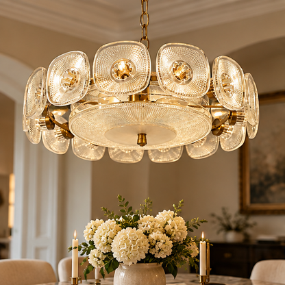 RoyaleGlow Murano Glass Chandelier Textured Green Pendant Light