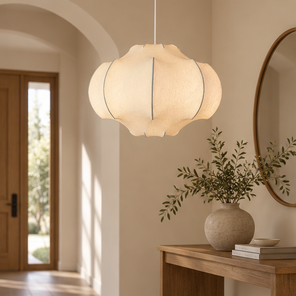 Royelux Lotus Silk Pendant Light Modern Zen Hanging Lamp