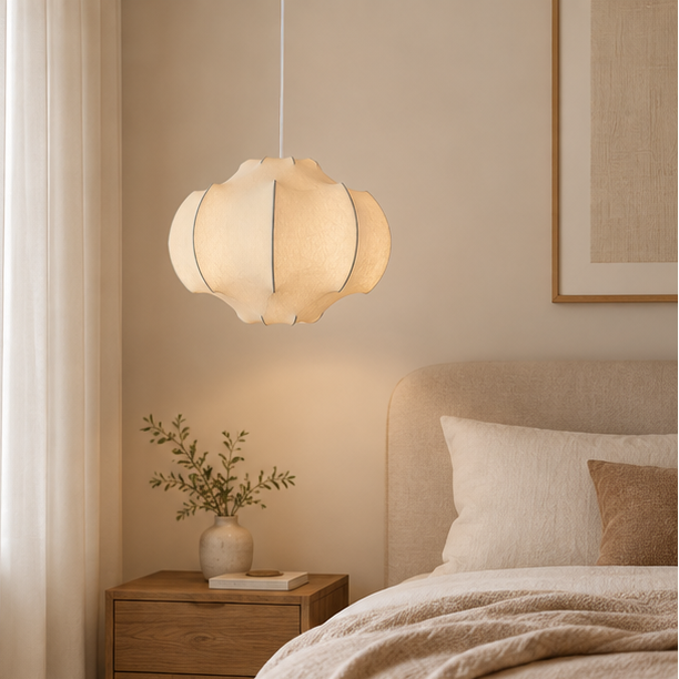 Royelux Lotus Silk Pendant Light Modern Zen Hanging Lamp
